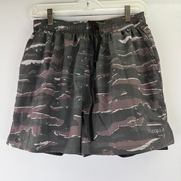 Pudolla Men's Camo Workout Running Gyn Athletic Shorts - Picture 3 of 4